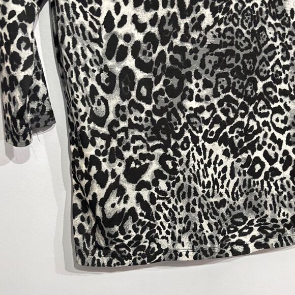 George | Women’s Animal Print 3/4 Sleeve Top Shirt Blouse Black White Size Small - Picture 4 of 16